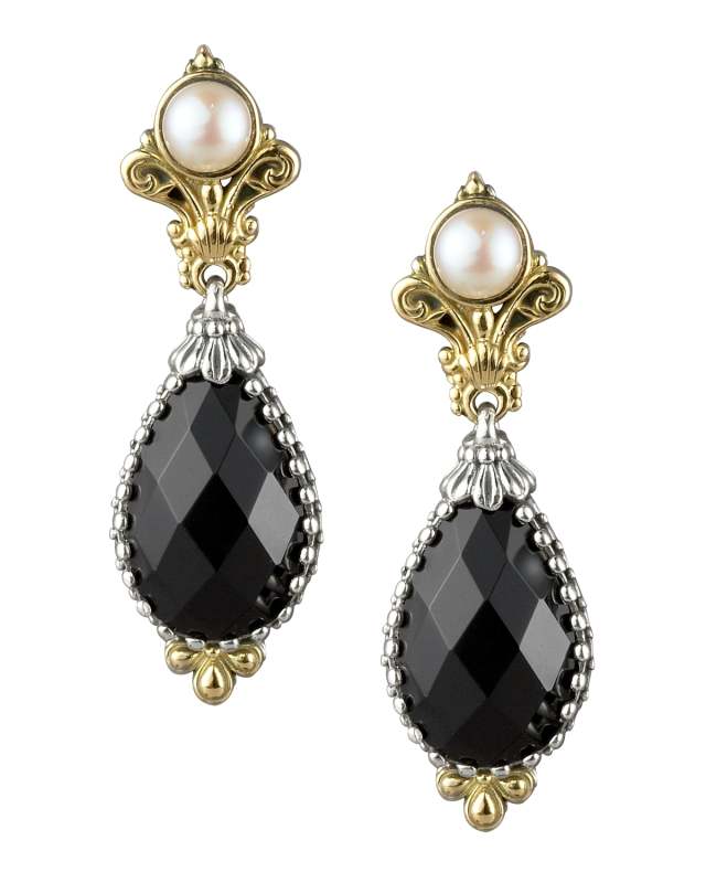 Onyx & Pearl Drop Earrings